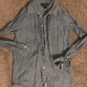 Girls denim polo button down